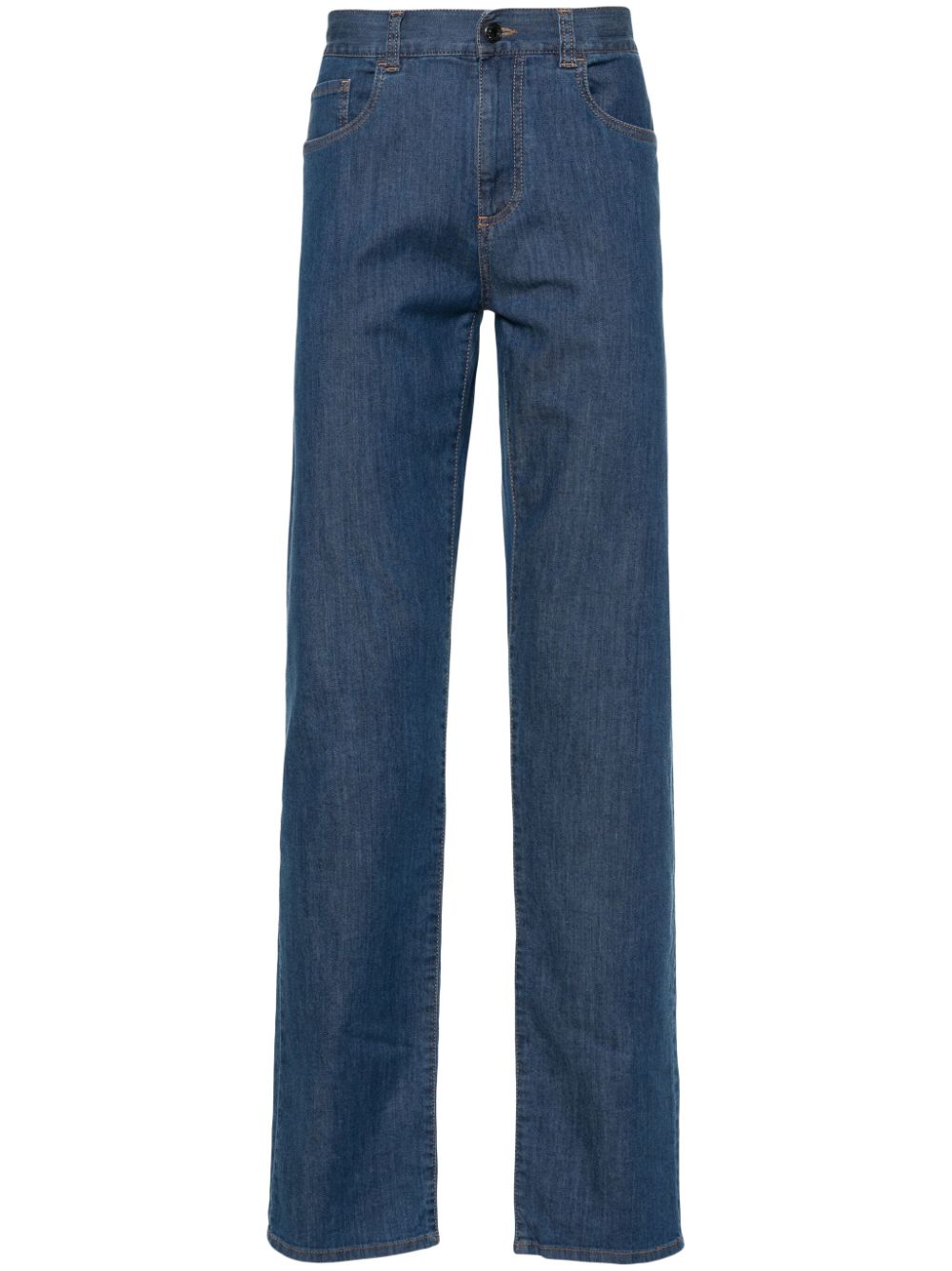 Canali logo-patch mid-rise jeans - Blue von Canali