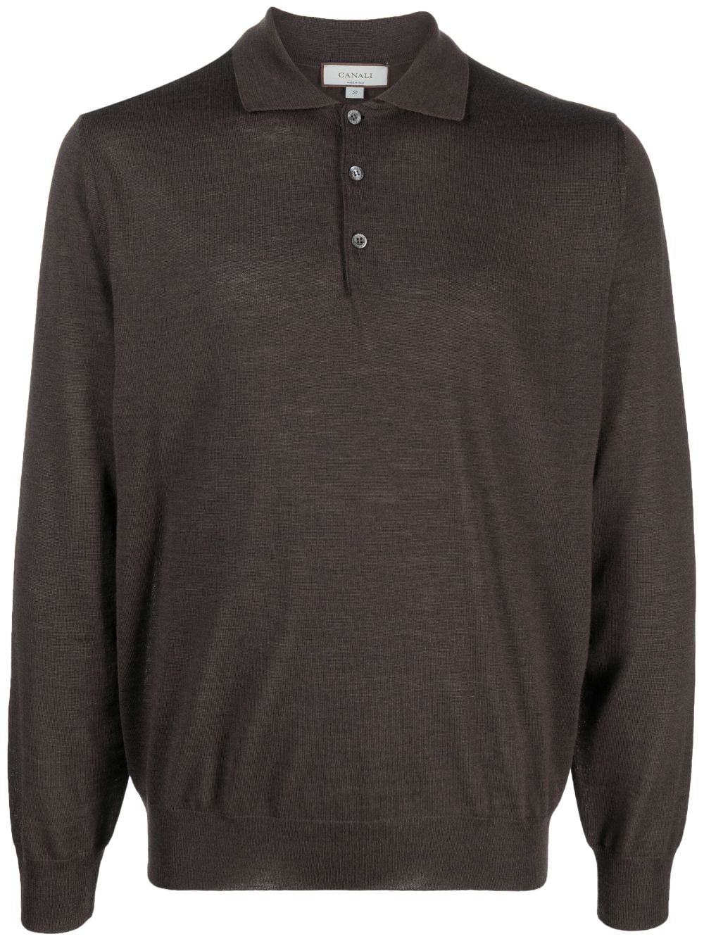 Canali long-sleeved wool polo shirt - Brown von Canali