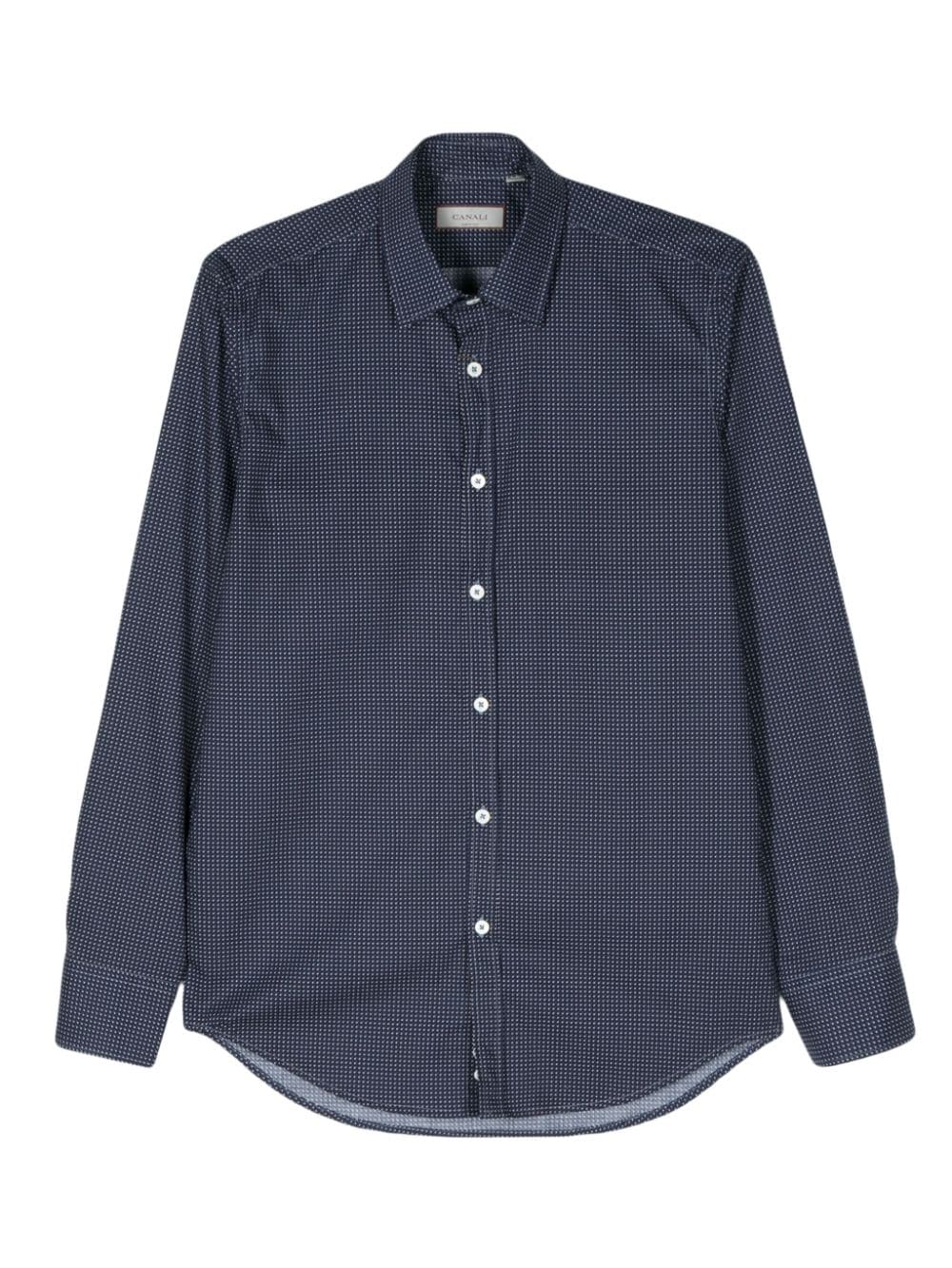 Canali micro-dot cotton shirt - Blue von Canali