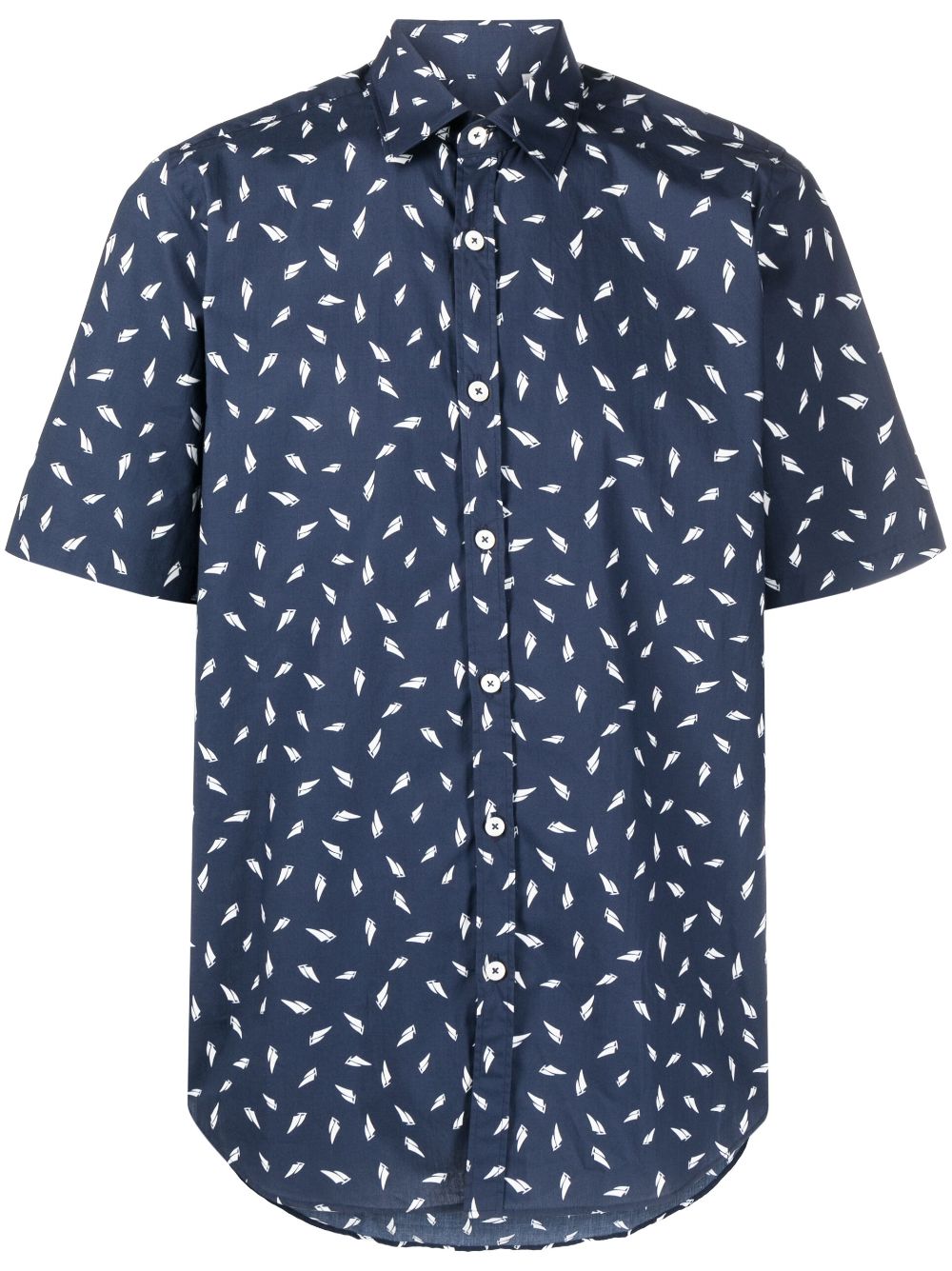Canali pattern-print cotton shirt - Blue von Canali