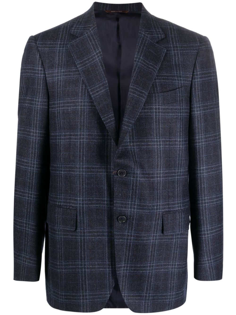 Canali plaid-check single-breasted blazer - Blue von Canali