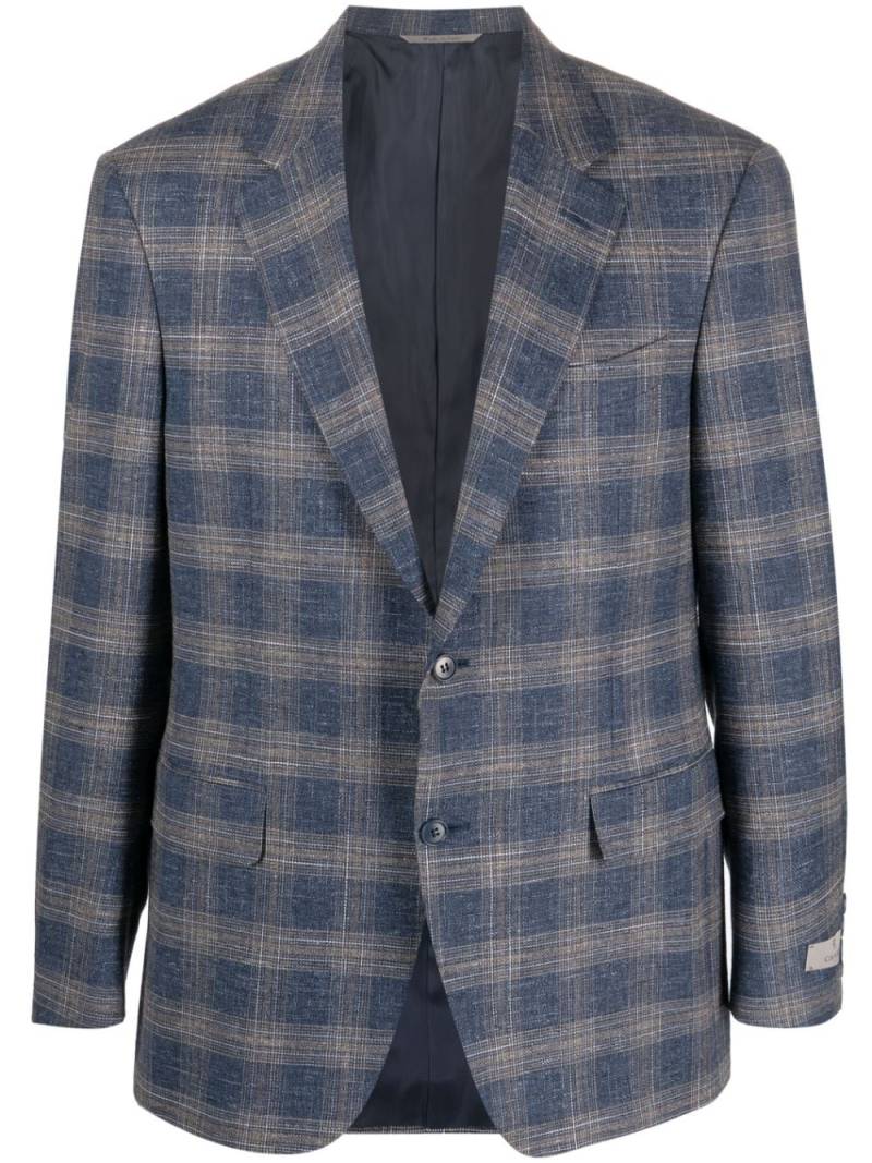 Canali plaid-pattern single-breasted blazer - Blue von Canali