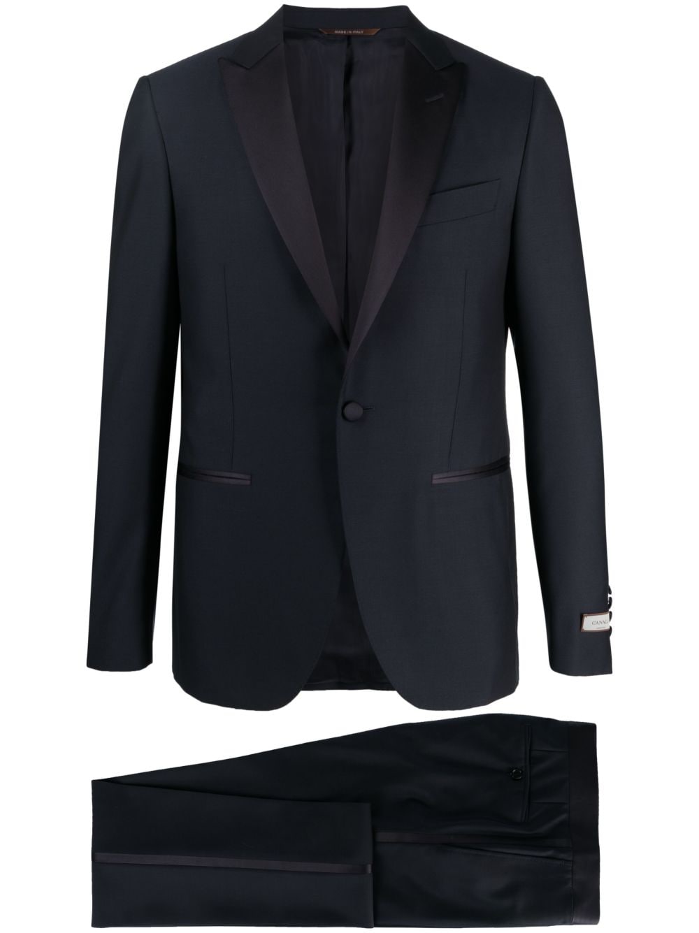 Canali satin-trim single-breasted wool suit - Blue von Canali