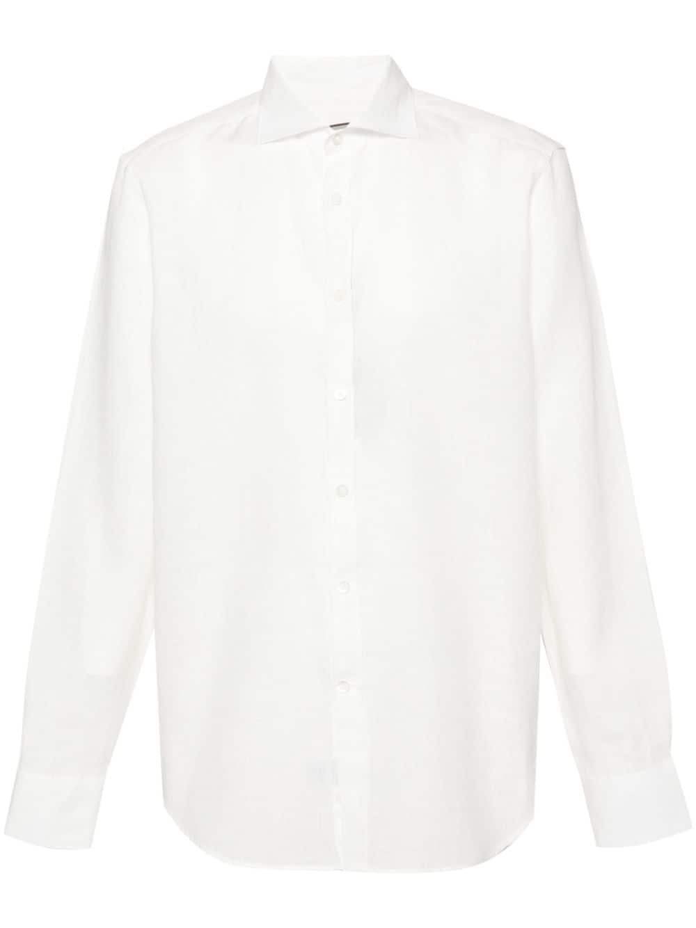 Canali spread-collar linen shirt - White von Canali