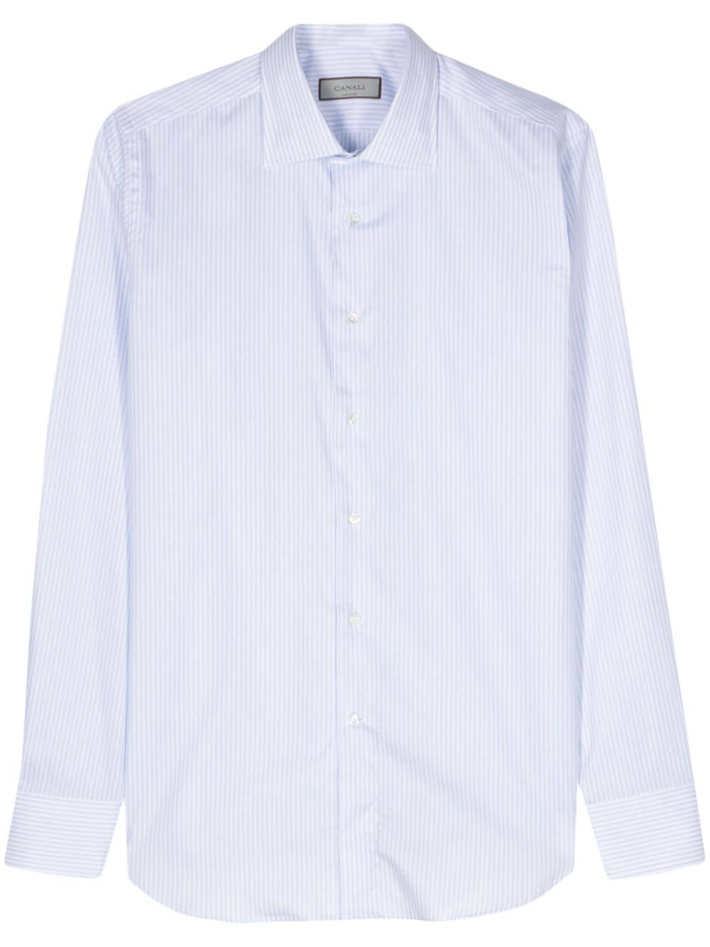 Canali striped cotton shirt - White von Canali