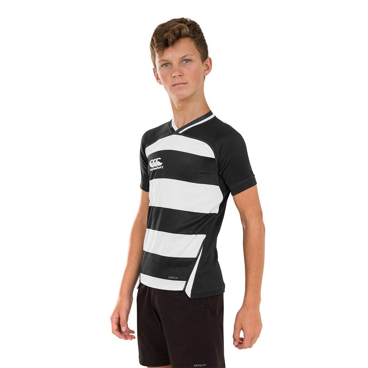 Sporttop Evader Hooped Jersey Mädchen Schwarz 116 von Canterbury