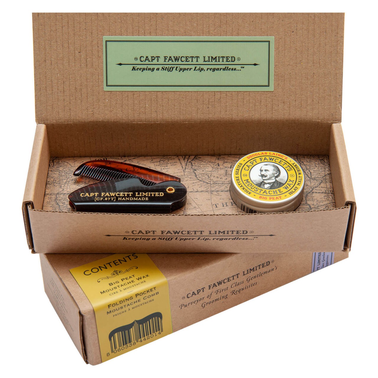 Capt. Fawcett Care - Big Peat Moustache Wax & Moustache Comb Set