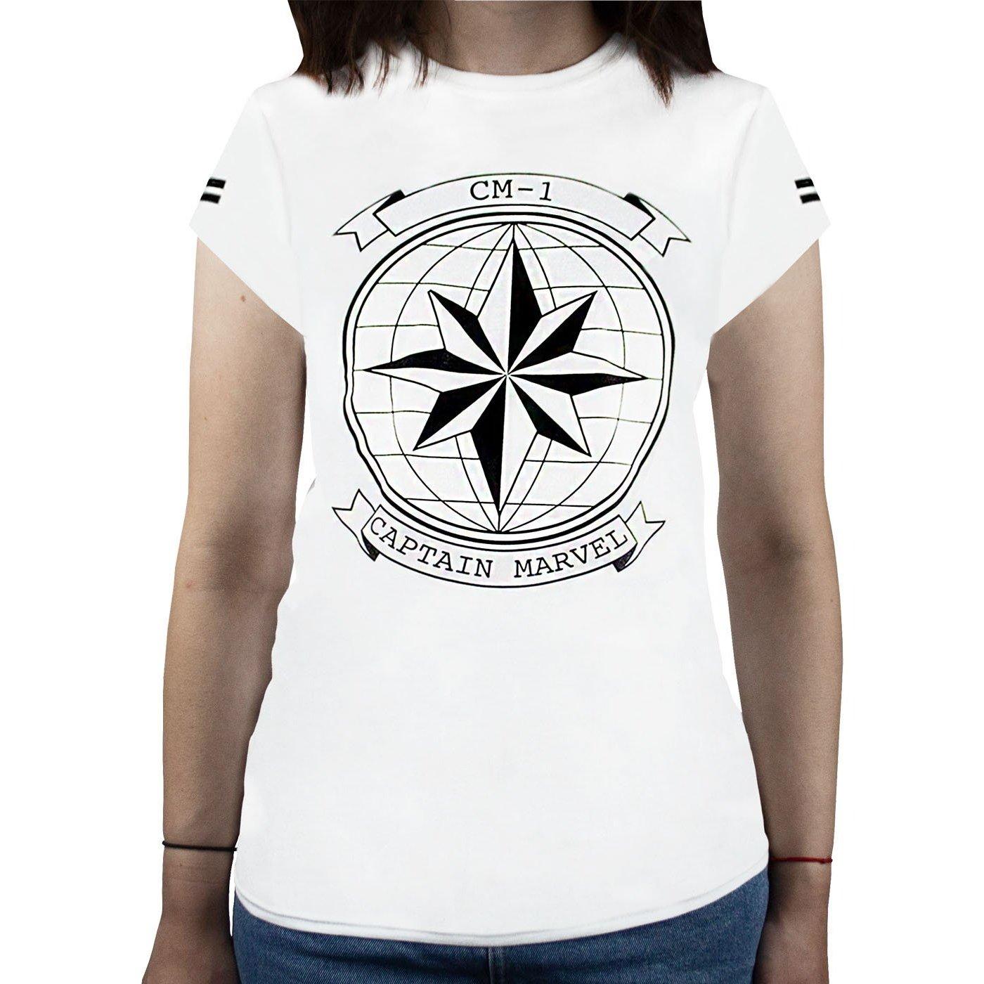 Star Insignia Und Globus T-shirt Damen Weiss Bedruckt XXL von Captain Marvel