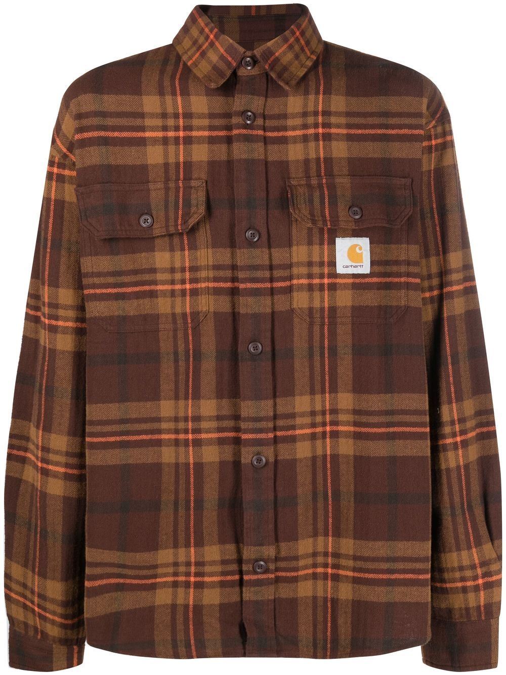 Carhartt WIP logo-patch checked shirt - Brown von Carhartt WIP