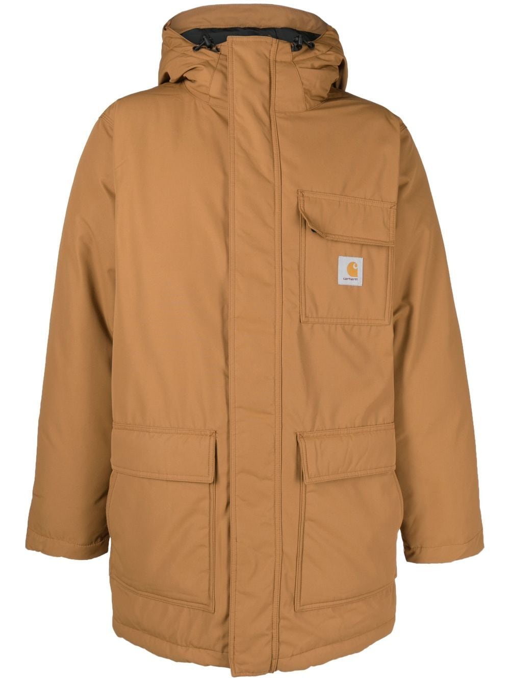 Carhartt WIP logo-patch detail hooded coat - Brown von Carhartt WIP