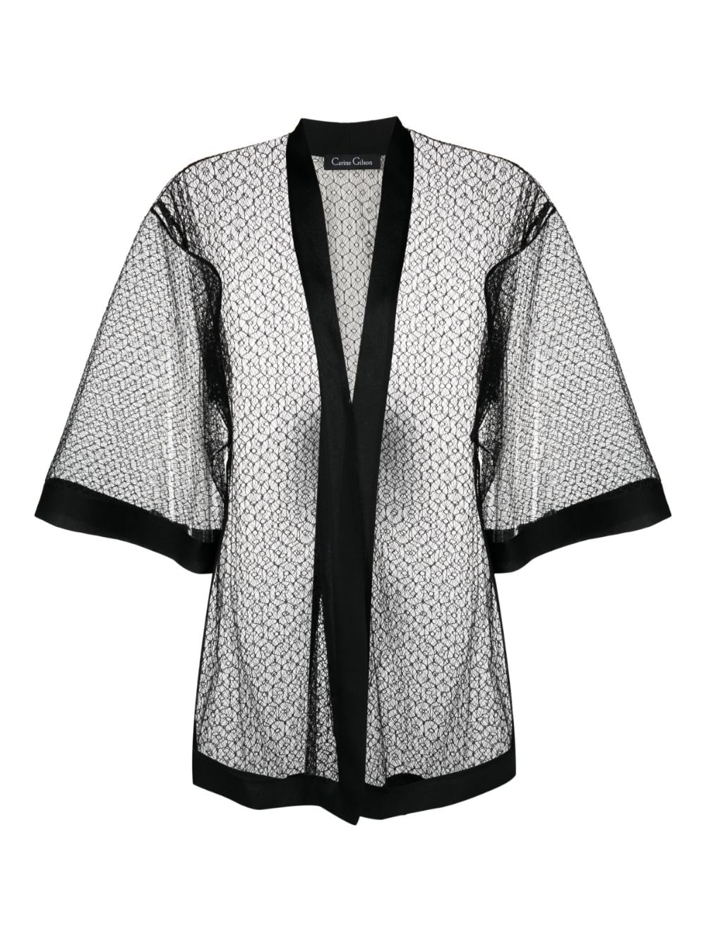 Carine Gilson Calais-Caudry lace sheer robe - Black von Carine Gilson