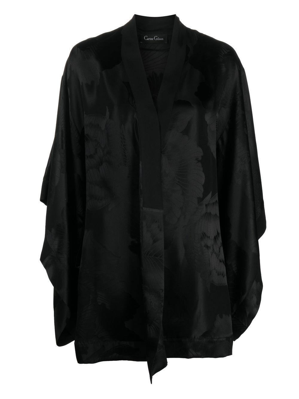 Carine Gilson floral-jacquard silk kimono - Black von Carine Gilson
