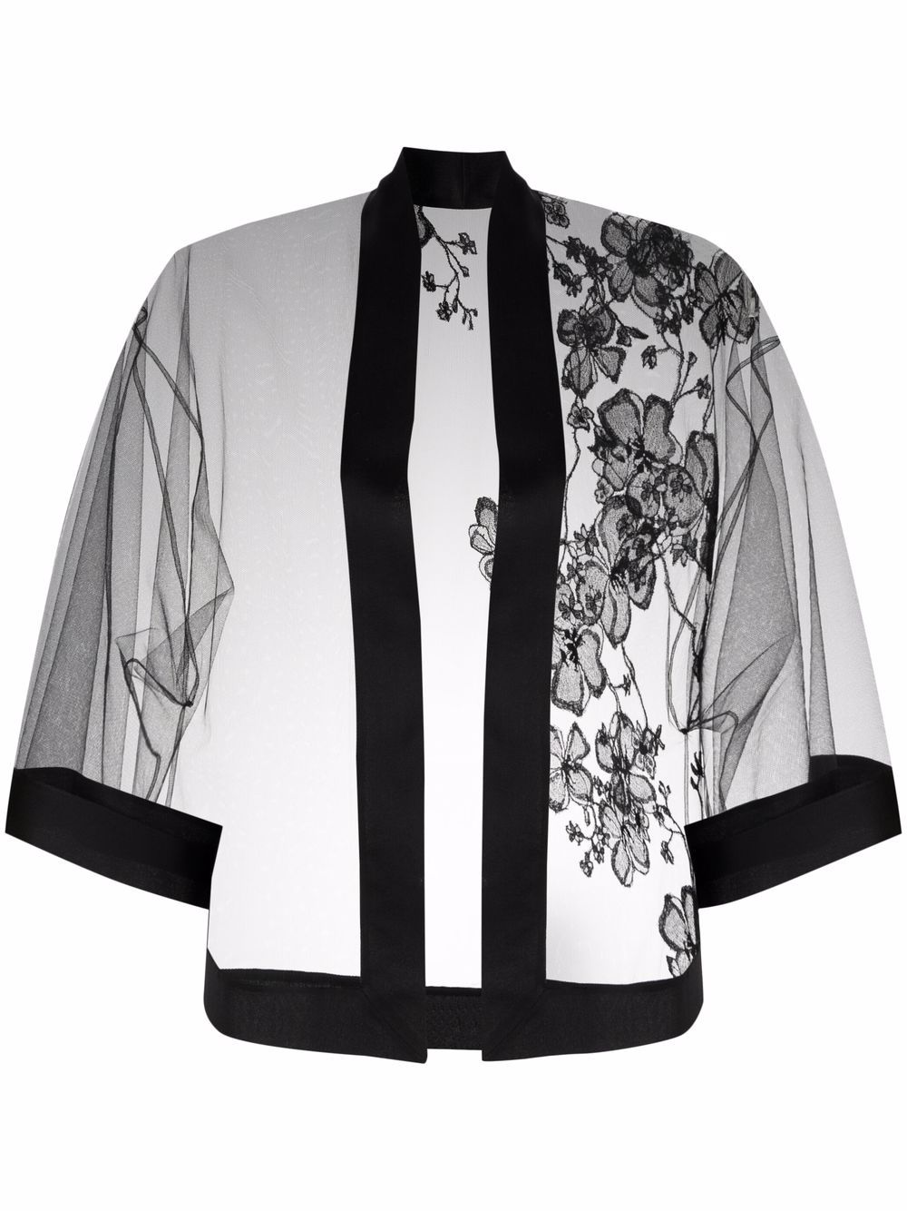 Carine Gilson floral embroidered tulle robe - Black von Carine Gilson