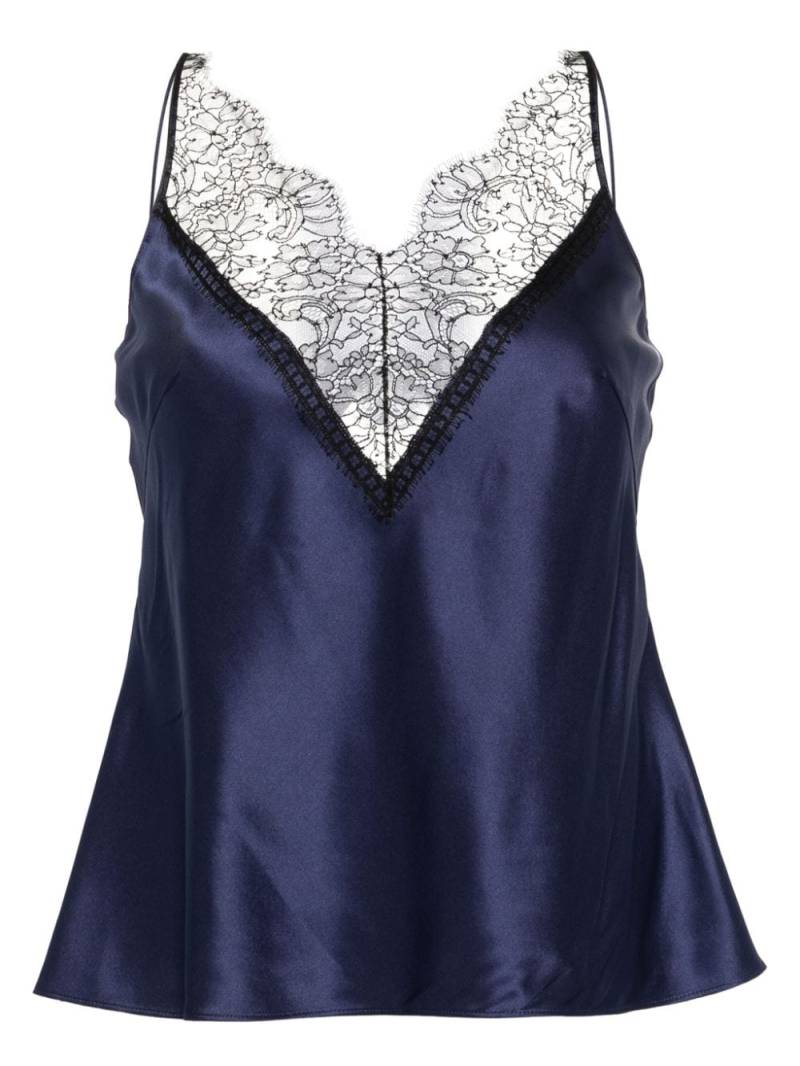 Carine Gilson lace-detail silk pyjama top - Blue von Carine Gilson