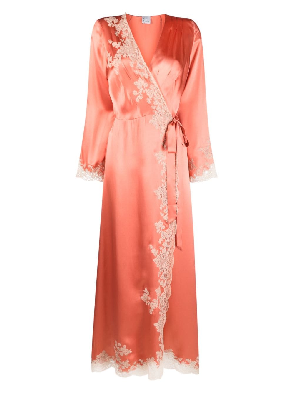 Carine Gilson lace-detail silk robe - Pink von Carine Gilson