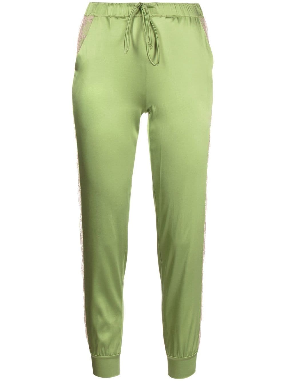 Carine Gilson lace-panelled track pants - Green von Carine Gilson