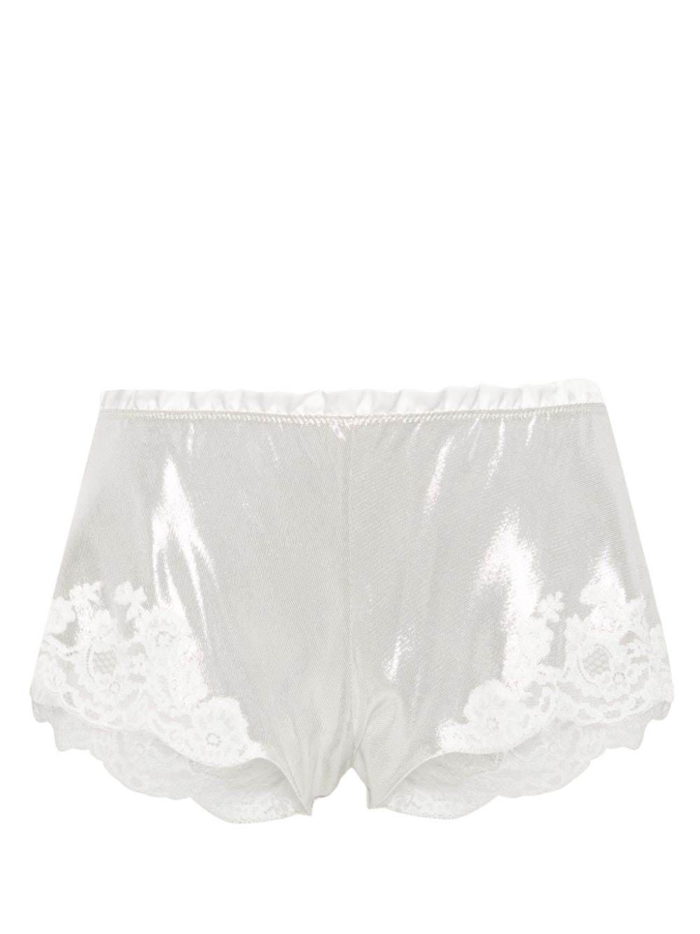 Carine Gilson lace-trim lurex pyjama shorts - Silver von Carine Gilson