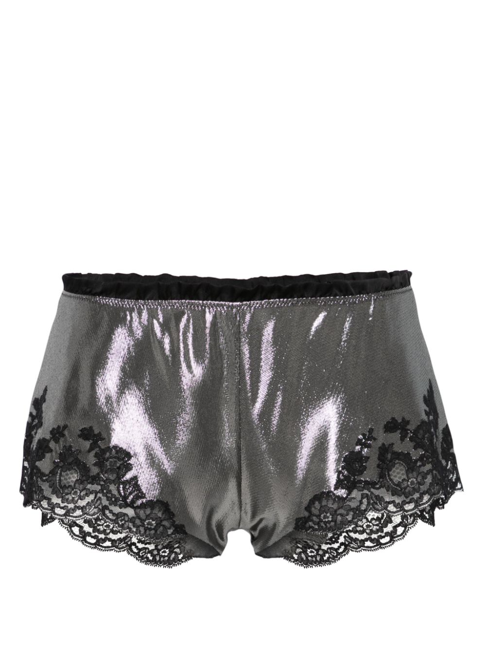 Carine Gilson lace-trim lurex pyjama shorts - Silver von Carine Gilson