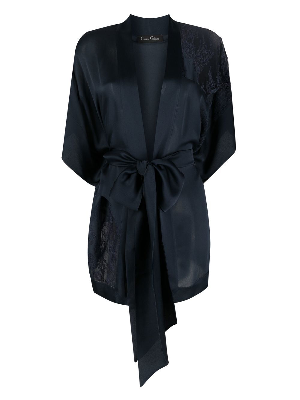 Carine Gilson silk lace-trim robe - Blue von Carine Gilson