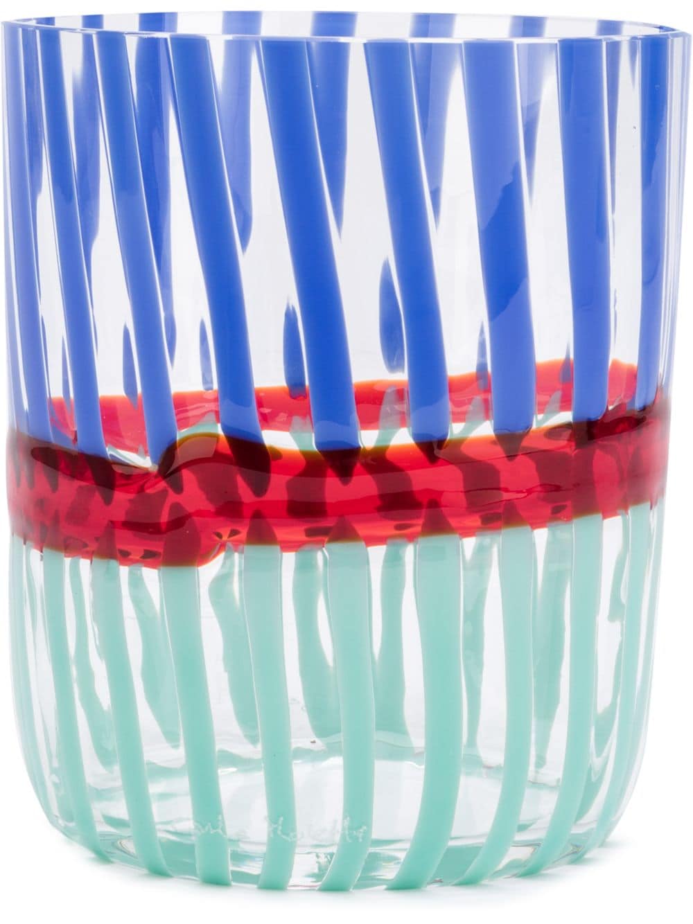 Carlo Moretti patterned stripe glass - Blue von Carlo Moretti