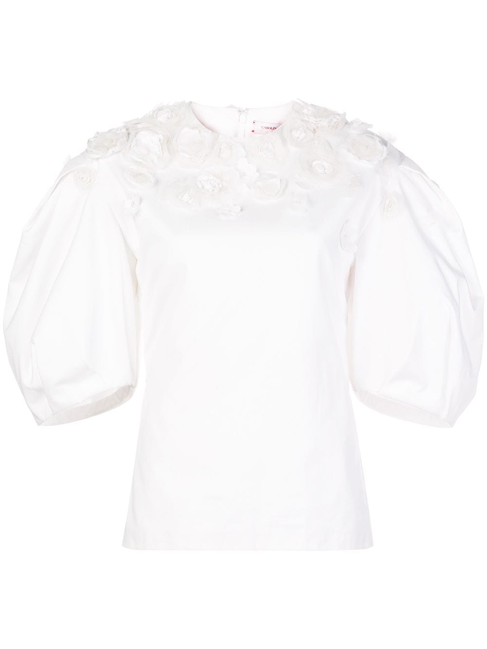 Carolina Herrera floral appliqués puff sleeve blouse - White von Carolina Herrera