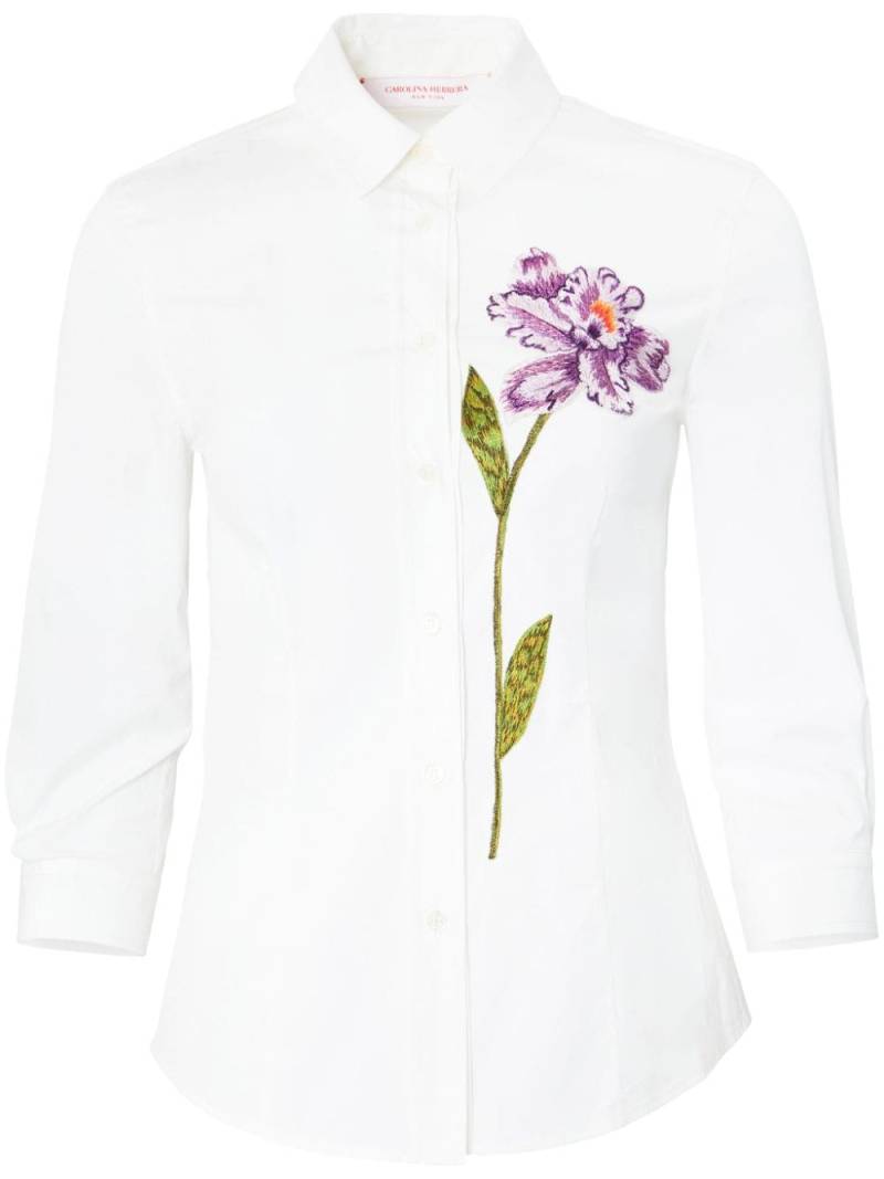 Carolina Herrera floral-embroidered cotton shirt - White von Carolina Herrera