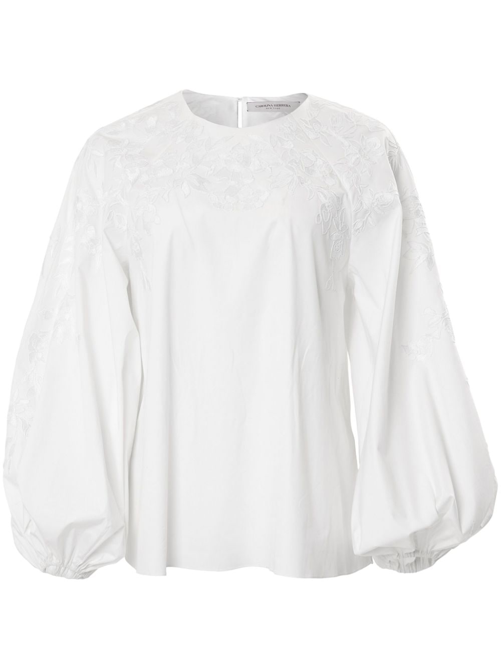 Carolina Herrera floral-embroidered puff-sleeve blouse - White von Carolina Herrera