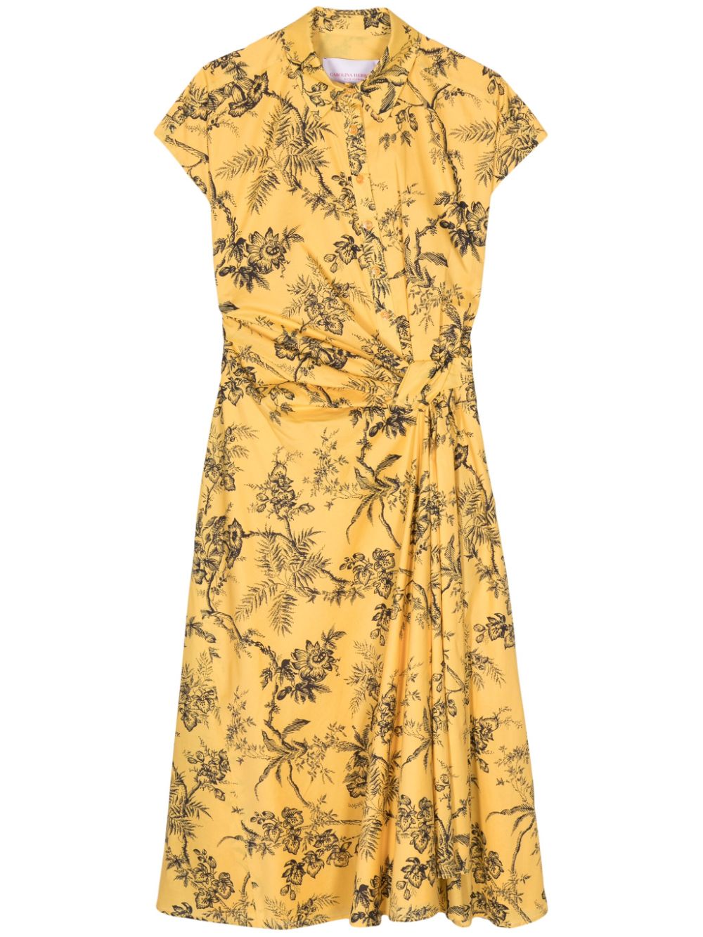 Carolina Herrera floral-print gathered cotton dress - Yellow von Carolina Herrera