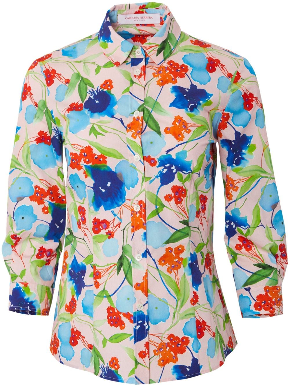 Carolina Herrera floral-print poplin shirt - Neutrals von Carolina Herrera