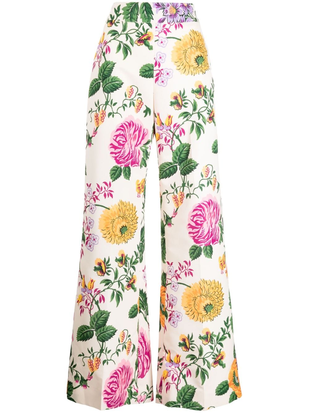 Carolina Herrera floral-print wide-leg trousers - Neutrals von Carolina Herrera
