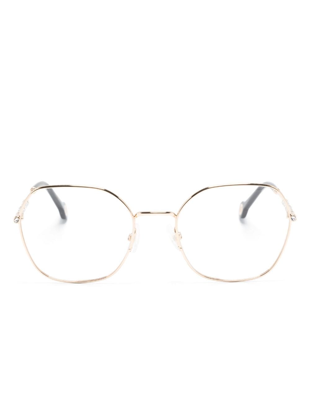 Carolina Herrera logo-engraved geometric-frame glasses - Gold von Carolina Herrera