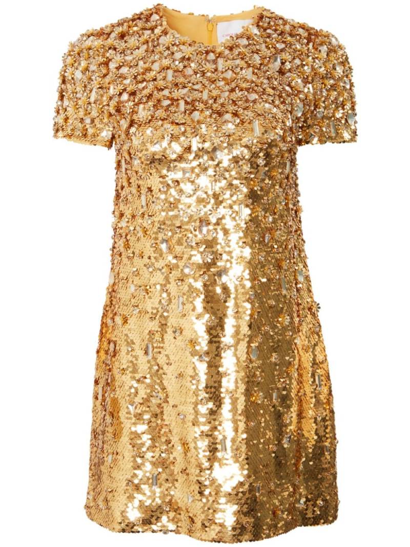 Carolina Herrera sequin-embellished short-sleeve minidress - Gold von Carolina Herrera