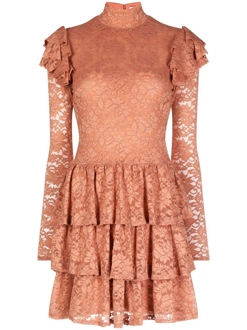 Caroline Constas ruffled lace minidress - Brown