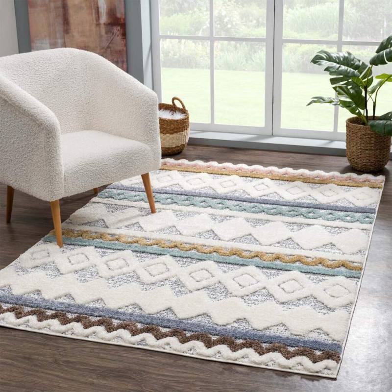 Carpet City Hochflor-Teppich »Focus 3013«, rechteckig, 20 mm Höhe, Läufer, Boho, Hochtief-Muster/ 3D-Effekt, für Wohnzimmer, Schlafzimmer von Carpet City