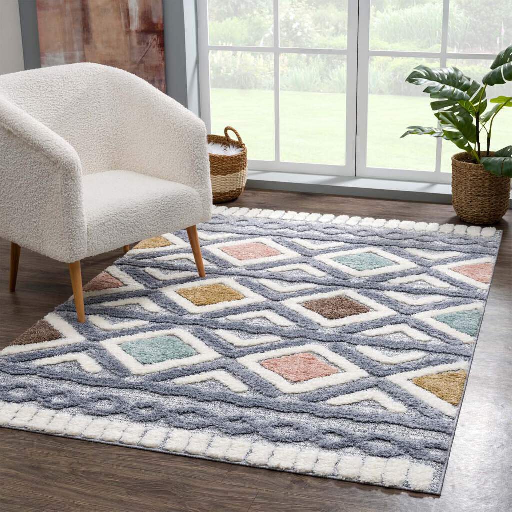 Carpet City Hochflor-Teppich »Focus 3382«, rechteckig, 20 mm Höhe, Boho-Teppich, Hochtief-Muster/ 3D-Effekt, für Wohnzimmer, Schlafzimmer von Carpet City
