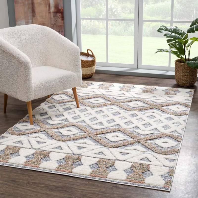 Carpet City Hochflor-Teppich »Focus 3050«, rechteckig, 20 mm Höhe, Läufer, Boho, Hochtief-Muster/ 3D-Effekt, für Wohnzimmer, Schlafzimmer von Carpet City
