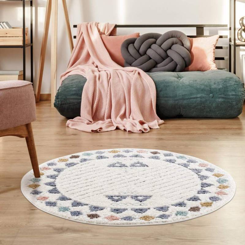 Carpet City Hochflor-Teppich »Focus 3034«, rund, 20 mm Höhe, Boho-Teppich, Hochtief-Muster/ 3D-Effekt, für Wohnzimmer, Schlafzimmer von Carpet City