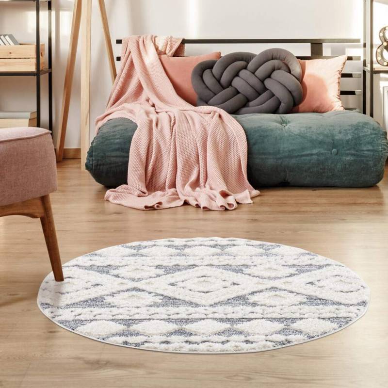 Carpet City Hochflor-Teppich »Focus 3005«, rund, 20 mm Höhe, Boho-Teppich, Hochtief-Muster/ 3D-Effekt, für Wohnzimmer, Schlafzimmer von Carpet City