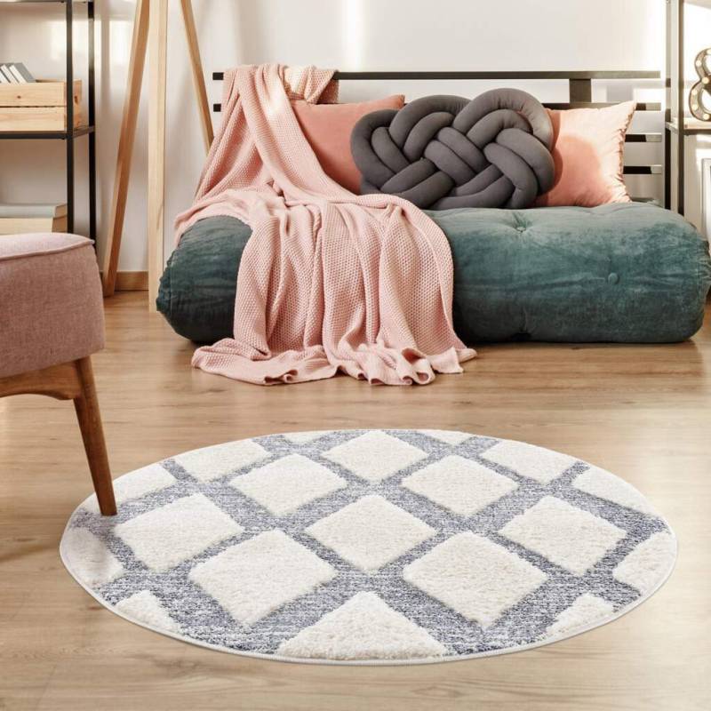 Carpet City Hochflor-Teppich »Focus 4497«, rund, 20 mm Höhe, Boho-Teppich, Hochtief-Muster/ 3D-Effekt, für Wohnzimmer, Schlafzimmer von Carpet City