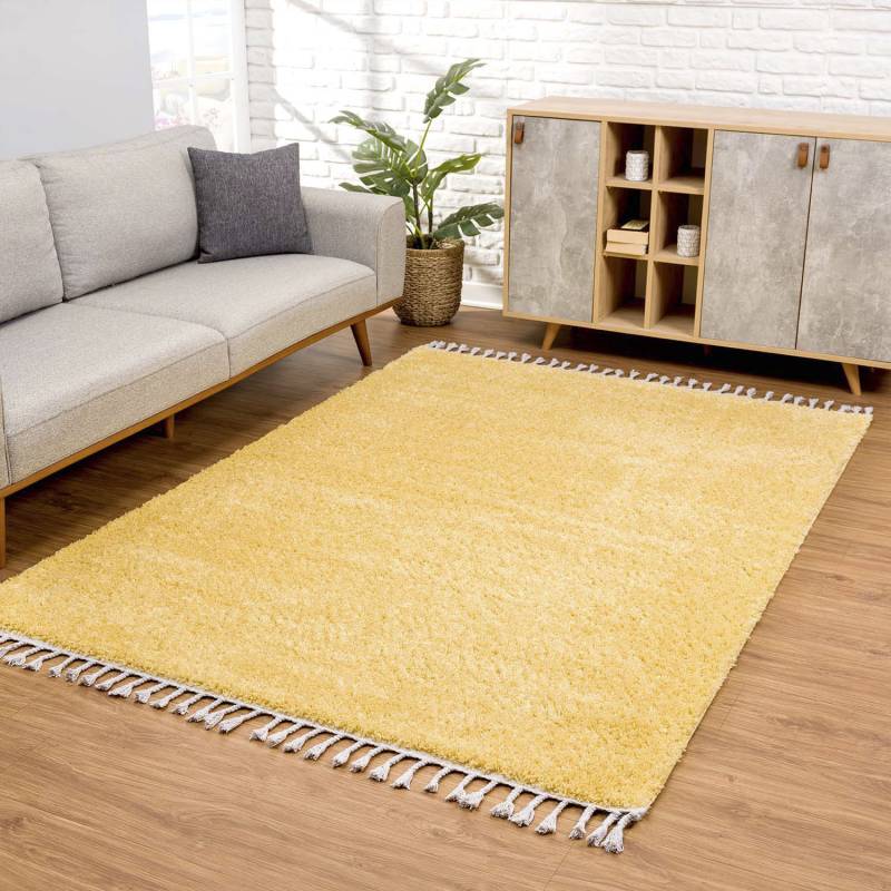 Carpet City Hochflor-Teppich »Pulpy 100«, rechteckig, 30 mm Höhe, Läufer, weich, mit Fransen, uni, viele Grössen, Wohnzimmer, Schafzimmer von Carpet City