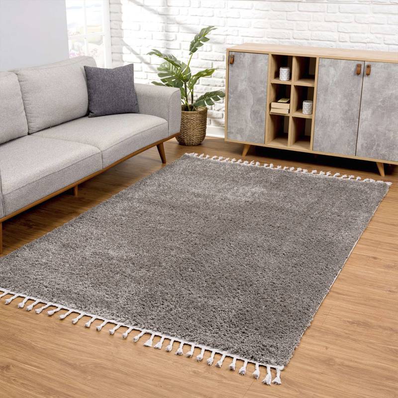 Carpet City Hochflor-Teppich »Pulpy 100«, rechteckig, 30 mm Höhe, Läufer, weich, mit Fransen, uni, viele Grössen, Wohnzimmer, Schafzimmer von Carpet City