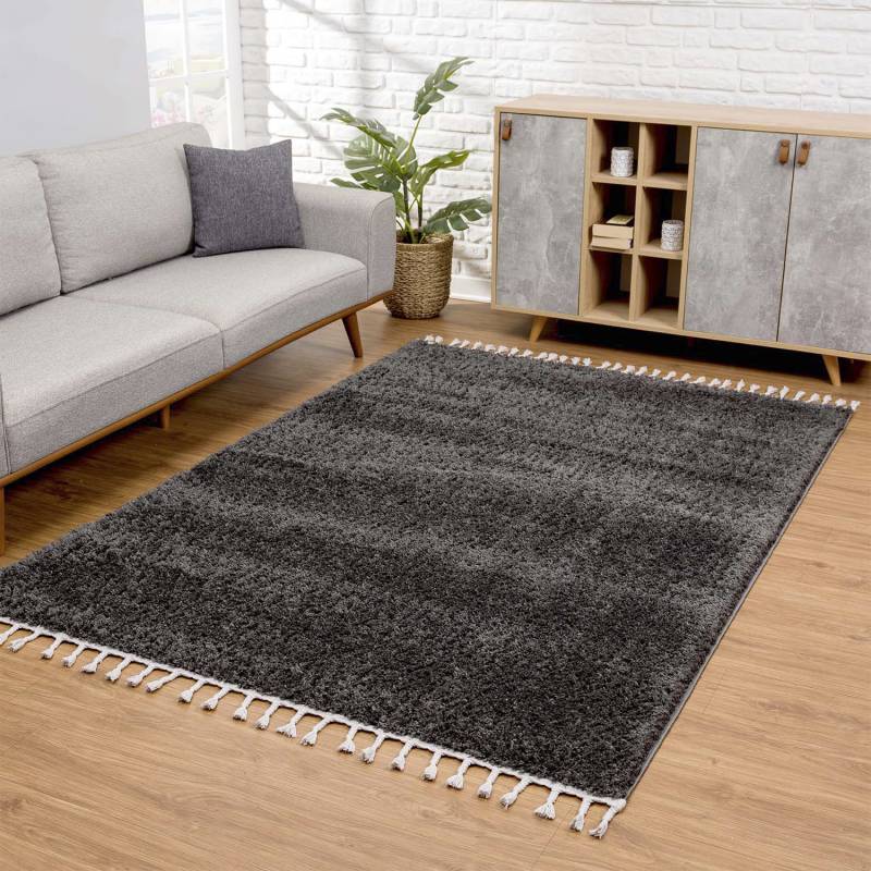 Carpet City Hochflor-Teppich »Pulpy 100«, rechteckig, 30 mm Höhe, Läufer, weich, mit Fransen, uni, viele Grössen, Wohnzimmer, Schafzimmer von Carpet City