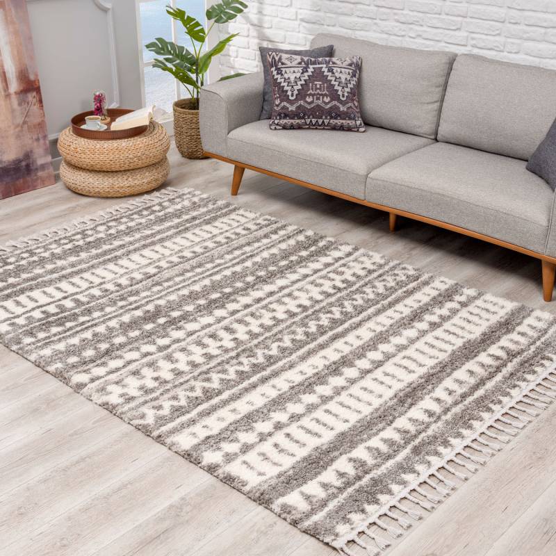 Carpet City Hochflor-Teppich »Pulpy 542«, rechteckig, 30 mm Höhe, besonders weich, mit Fransen, Ethno Look von Carpet City