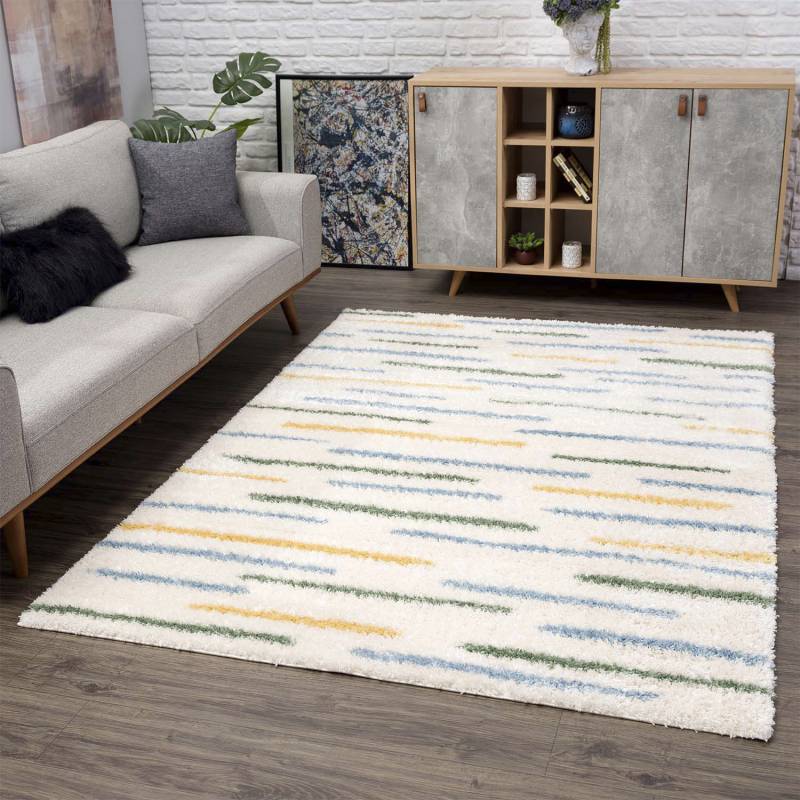 Carpet City Hochflor-Teppich »Pulpy 562«, rechteckig, 30 mm Höhe, besonders weich, Streifen, Wohnzimmer, Schlafzimmer, Kinderzimmer von Carpet City