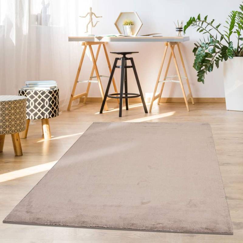 Carpet City Hochflor-Teppich »TOPIA 400«, rechteckig, 21 mm Höhe, Kunstfell-Teppich mit Kaninchenfell-Optik, Haptik, Schlafzimmer von Carpet City
