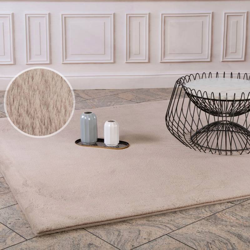 Carpet City Hochflor-Teppich »TOPIA 400«, rechteckig, 21 mm Höhe, Kunstfell-Teppich mit Kaninchenfell-Optik, Haptik, Schlafzimmer von Carpet City