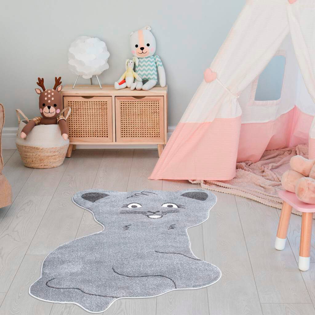 Carpet City Kinderteppich »ANIME894«, Motivform, 11 mm Höhe, Kinderzimmer Teppich Modern mit Mond, Blumen, Wolken, Creme, Multi von Carpet City