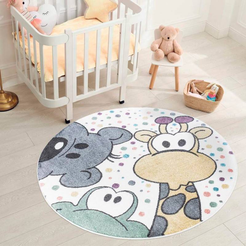 Carpet City Kinderteppich »ANIME913«, rund, 11 mm Höhe, Kinderzimmer Teppich Modern mit lustigen Cartoon-Figuren, Multi von Carpet City