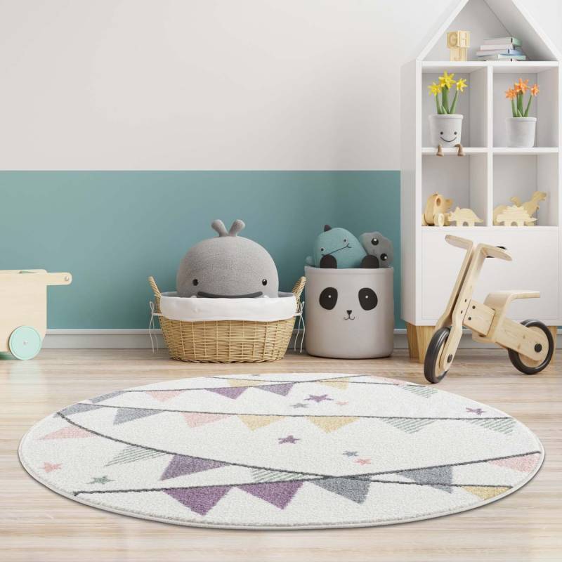 Carpet City Kinderteppich »Anime9381«, rund, 11 mm Höhe, Spielteppich, Wimpel, Weicher Flor, Pflegeleicht, Kinderzimmer von Carpet City