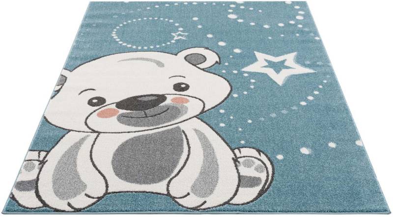Carpet City Kinderteppich »Anime9386«, rechteckig, Babyteppich, Sterne, Teddy-Bär, Weicher Flor, Pflegeleicht von Carpet City